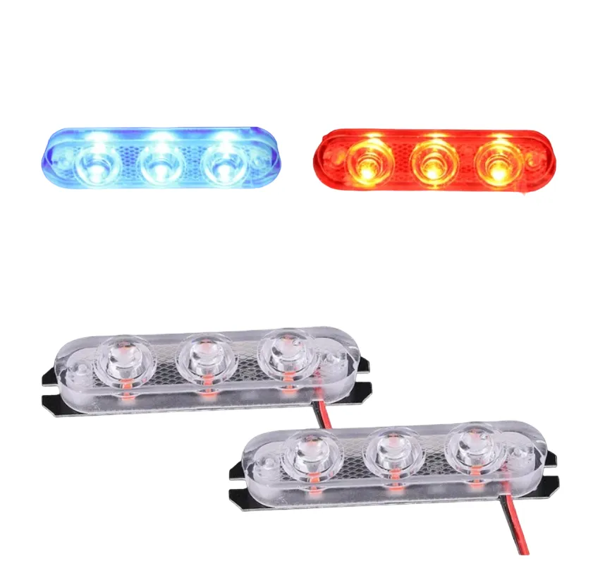 Luz Barra Estroboscópica Parrilla Advertencia 3 Led Par Azul y rojo