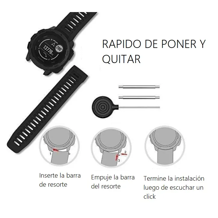 Pulsera Correa En Silicona Para Reloj Garmin Instinct Negro