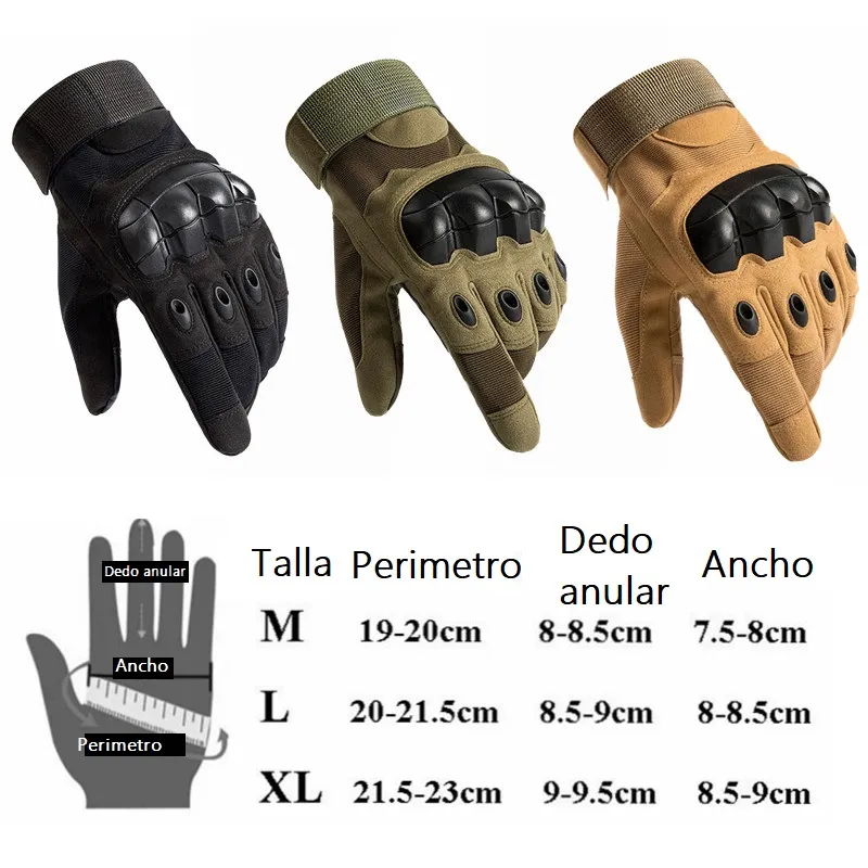 Guantes Largos Para Moto Tácticos Con Protección Nudillos Talla L