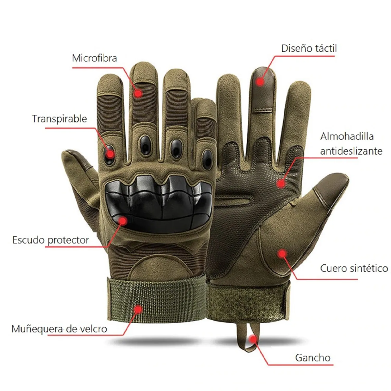 Guantes Para Moto Tácticos Protección Nudillos Negro Talla L