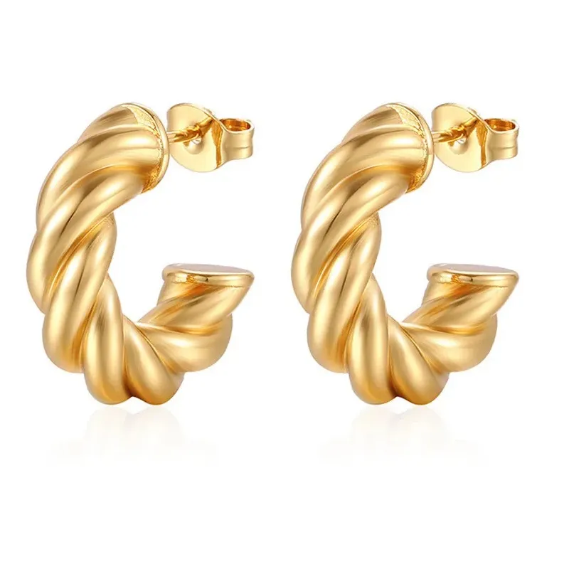 Aretes Giros Circulares Para Mujer Outfit Moda Par Dorado