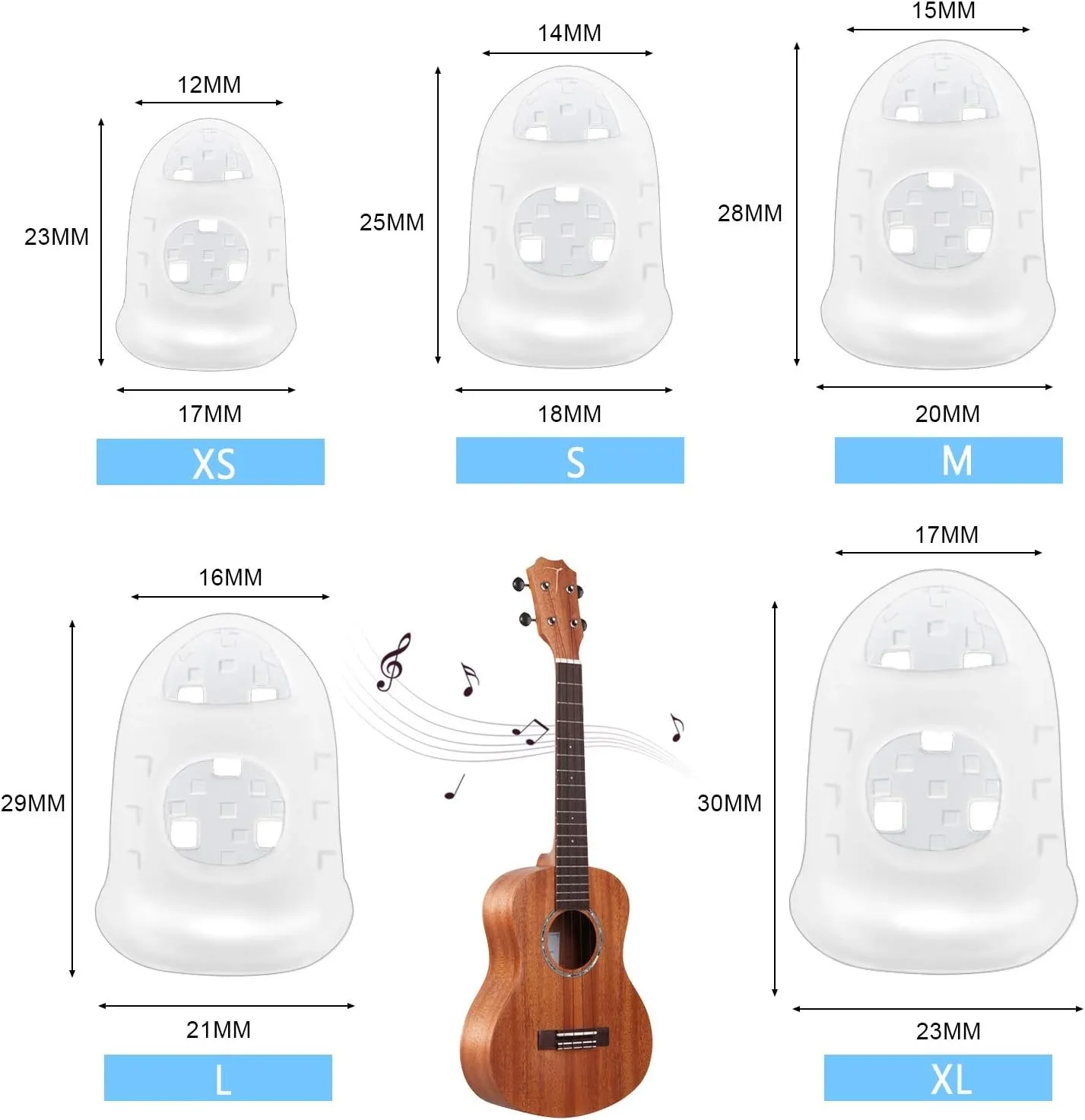 Protector De Dedos Para Guitarra Bajo Ukelele Arpa Talla XL