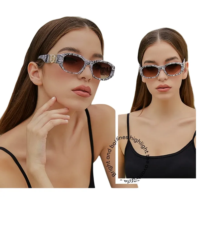 Gafas De Sol Rectangular Estilo Amaranta Para Mujer y Hombre Color Blanco / Marmol