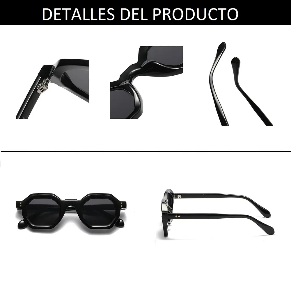 Gafas Lentes De Sol Octagonales Para Mujer Color Gris