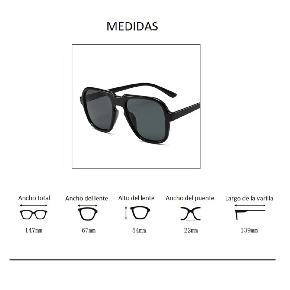 Gafas De Sol Cuadradas Estilo Paris Para Hombres y Mujeres Marron Claro 