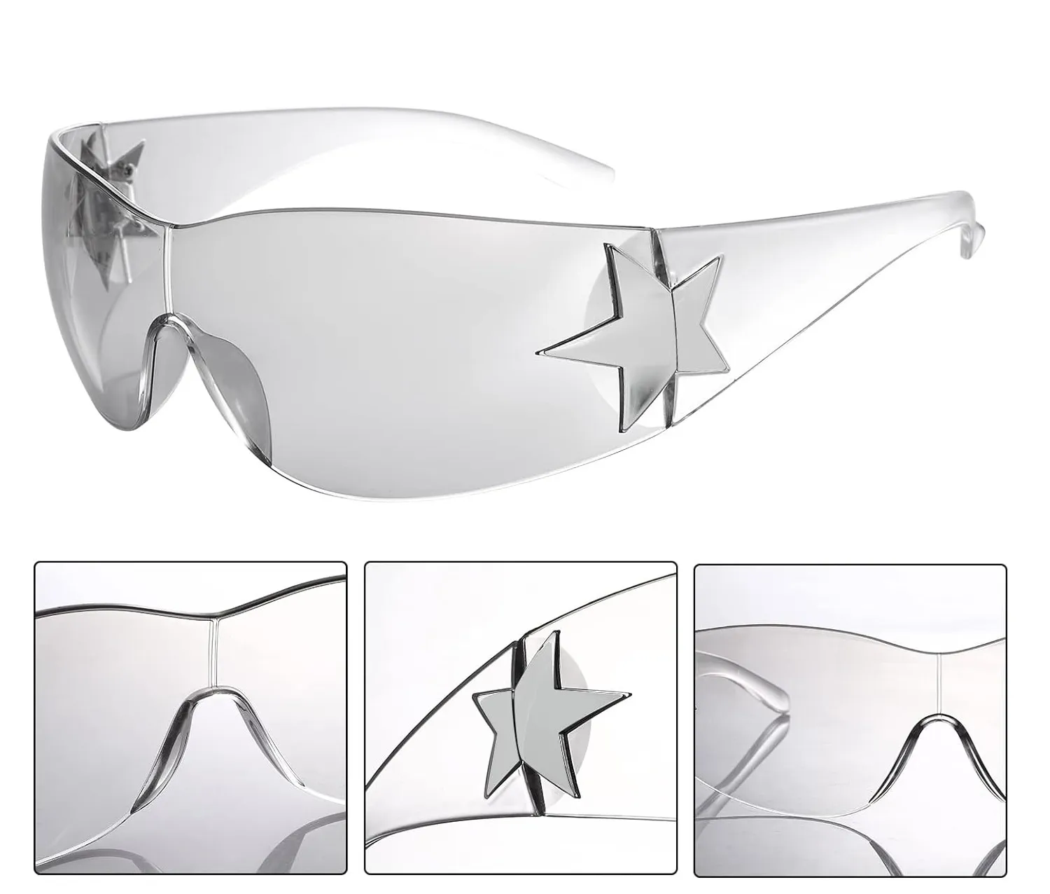Gafas Lentes De Sol Envolventes Futuristas Unisex Blancas 