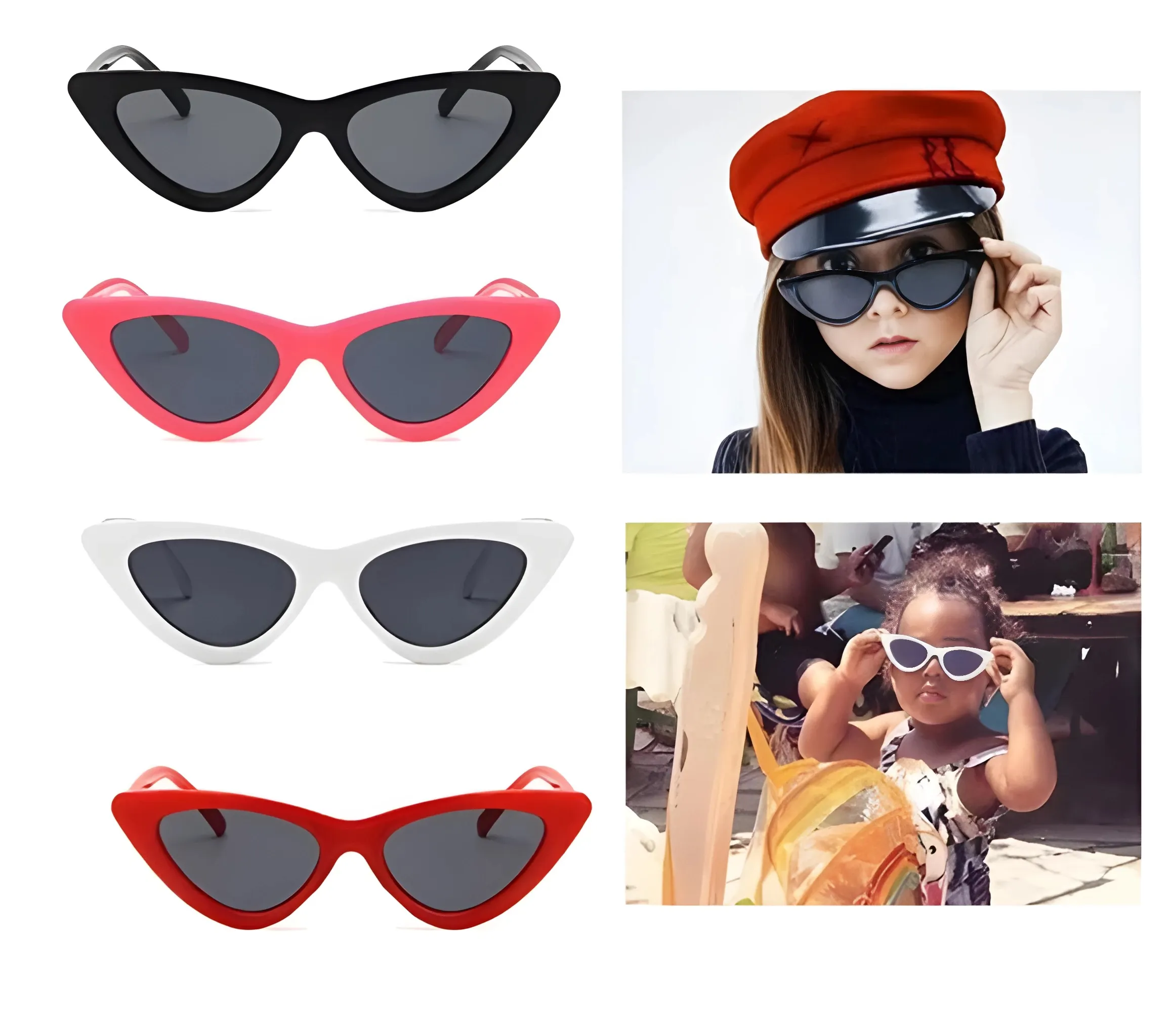 Gafas De Sol Para Niña Estilo Ojo De Gato Moda Outfit Blancas 