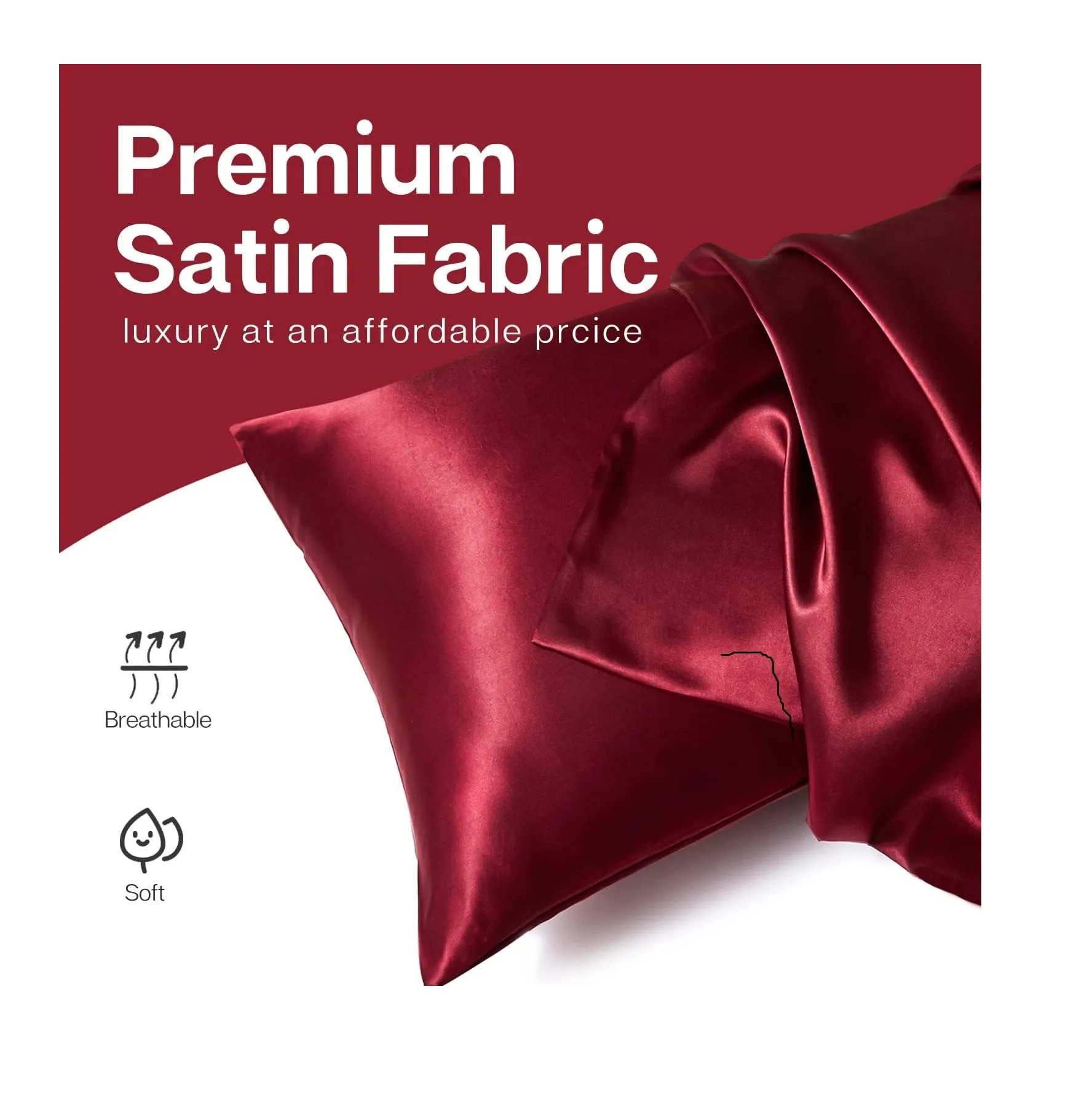 Funda Para Almohada En Satin Anti Frizz Vino Tinto