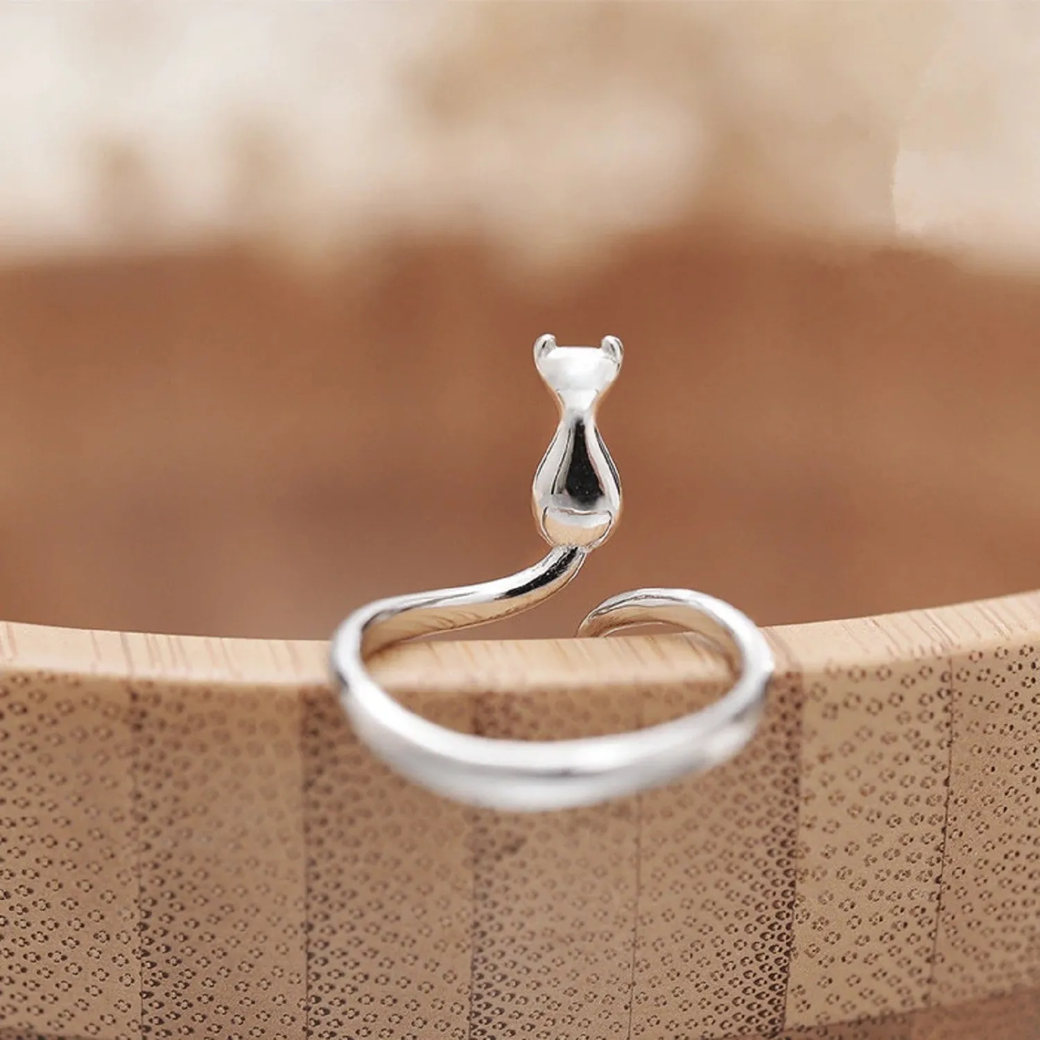 Anillo Ajustable Gato Femenino Delicado Mujer 