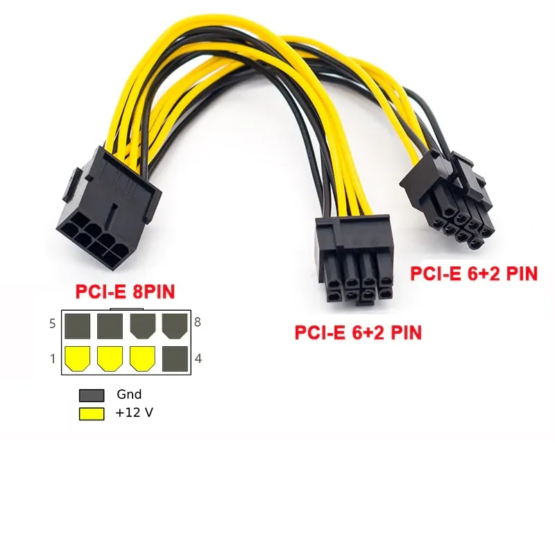 8pin A Dual 8 Tarjeta Gráfica De Video Doble Fuente 20cm