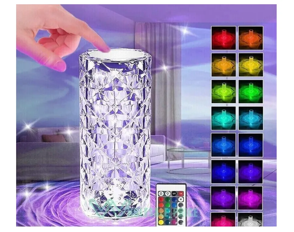 Lampara Ambientadora Diamante Cristal + Control 16 Colores