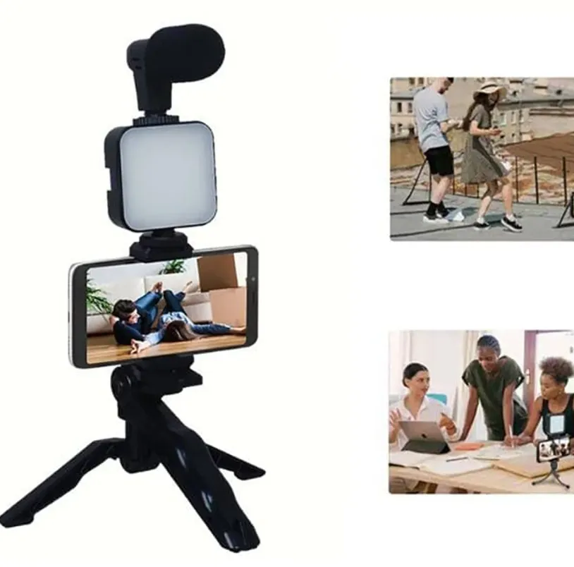 Kit Video Tripode Celular + Microfono Estabilizador Video