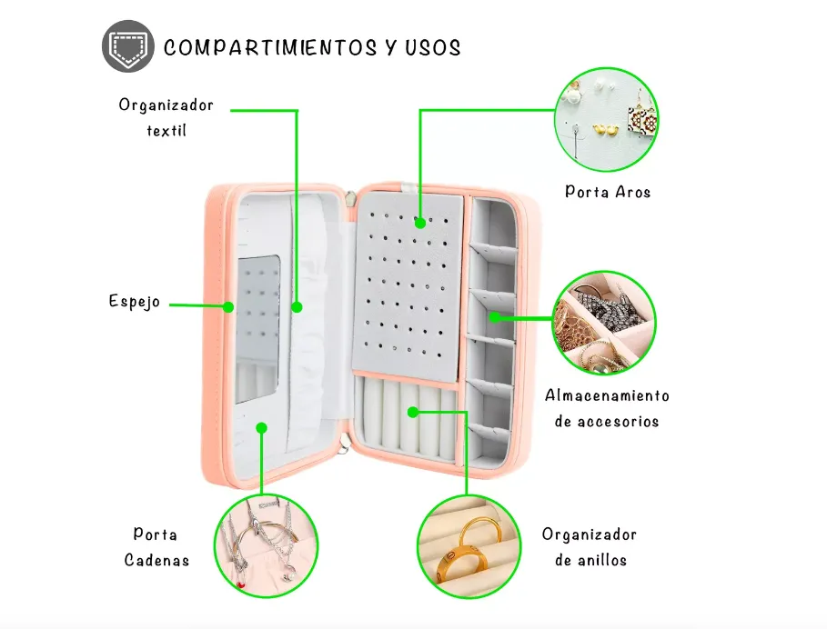 Joyero Portátil Caja Para Anillos Accesorios Porta Joyas