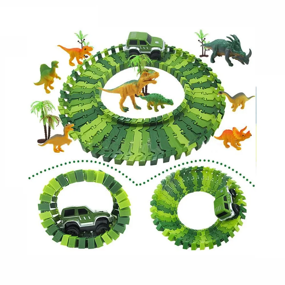 Pista Jurásica Carro Set Armable Juguete Dinosaurios