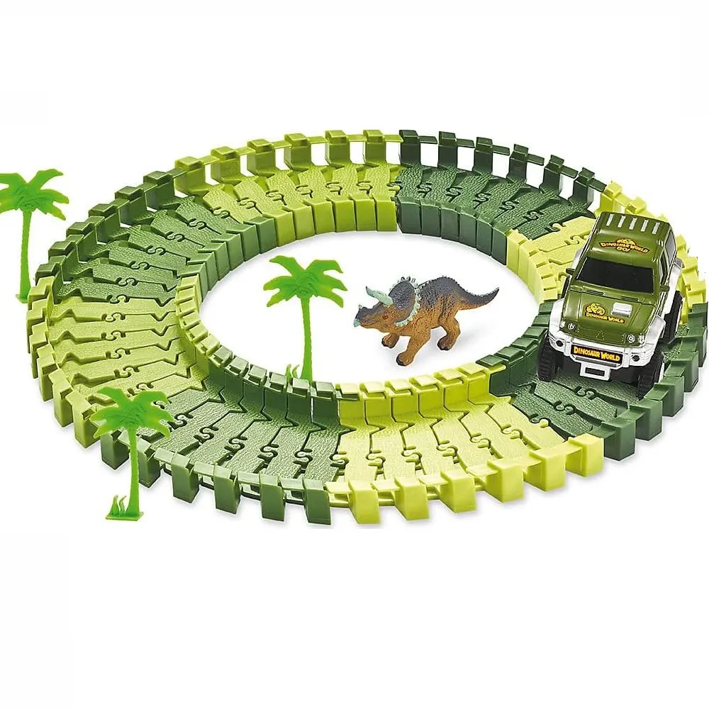 Pista Jurásica Carro Set Armable Juguete Dinosaurios