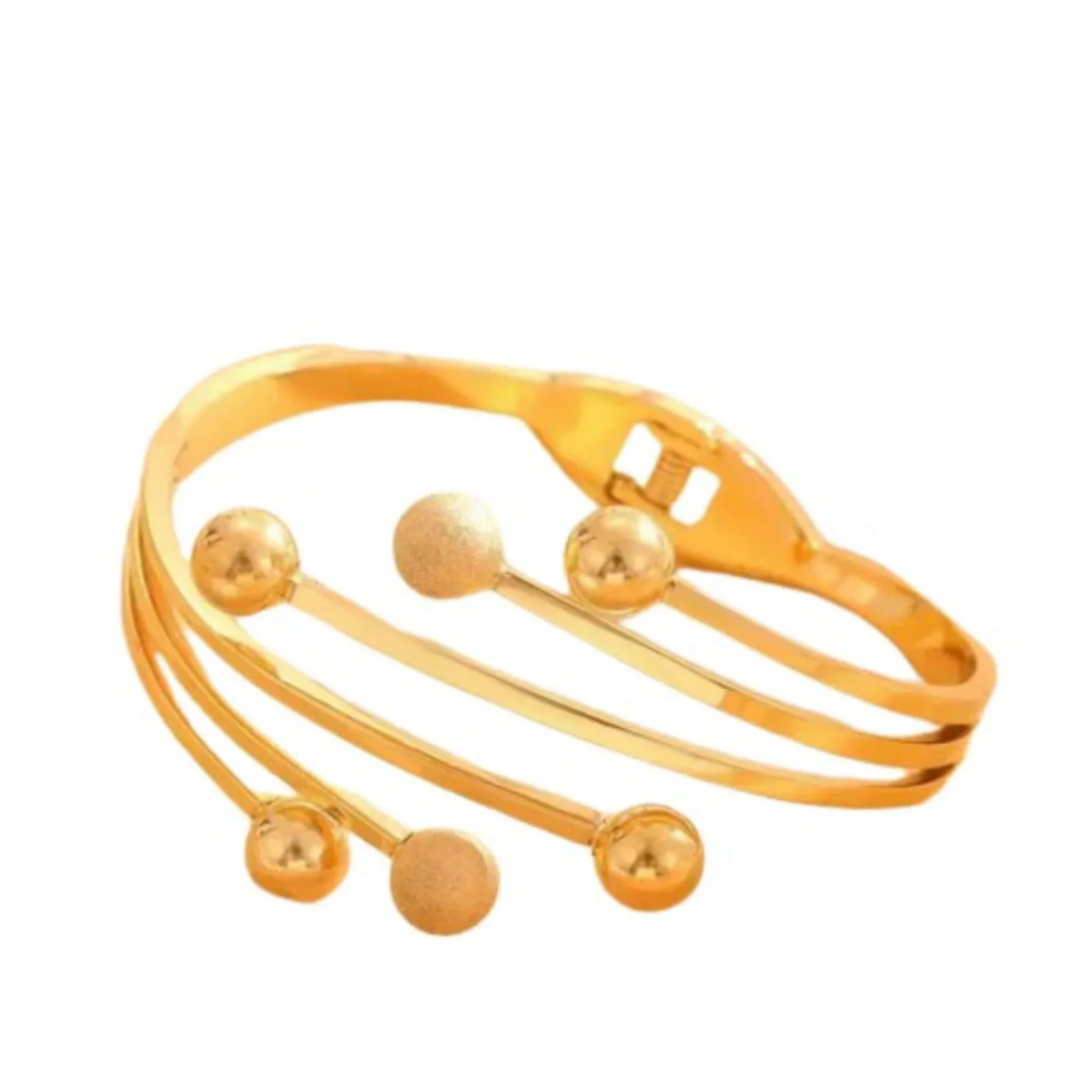 Pulsera Brazalete Color Oro En Acero Inoxidable