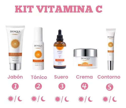 Kit Bioaqua Facial Antiedad Vitamina C X 5