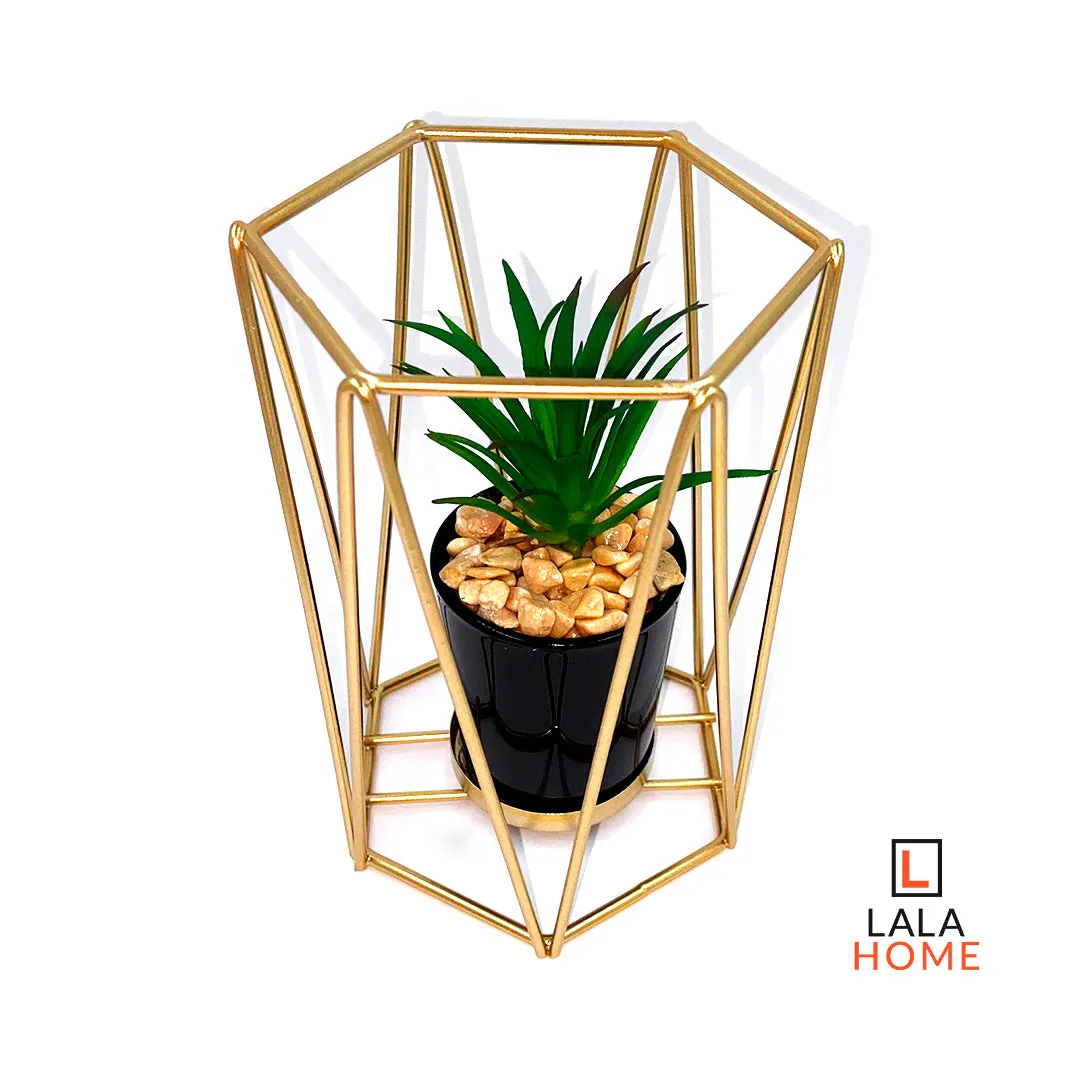 Planta Decorativa Con Base Metálica Zic Zac Dorada