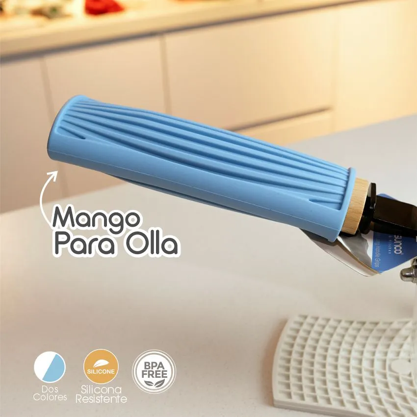 Mango Para Olla Azul Cielo En Silicona Casasunco