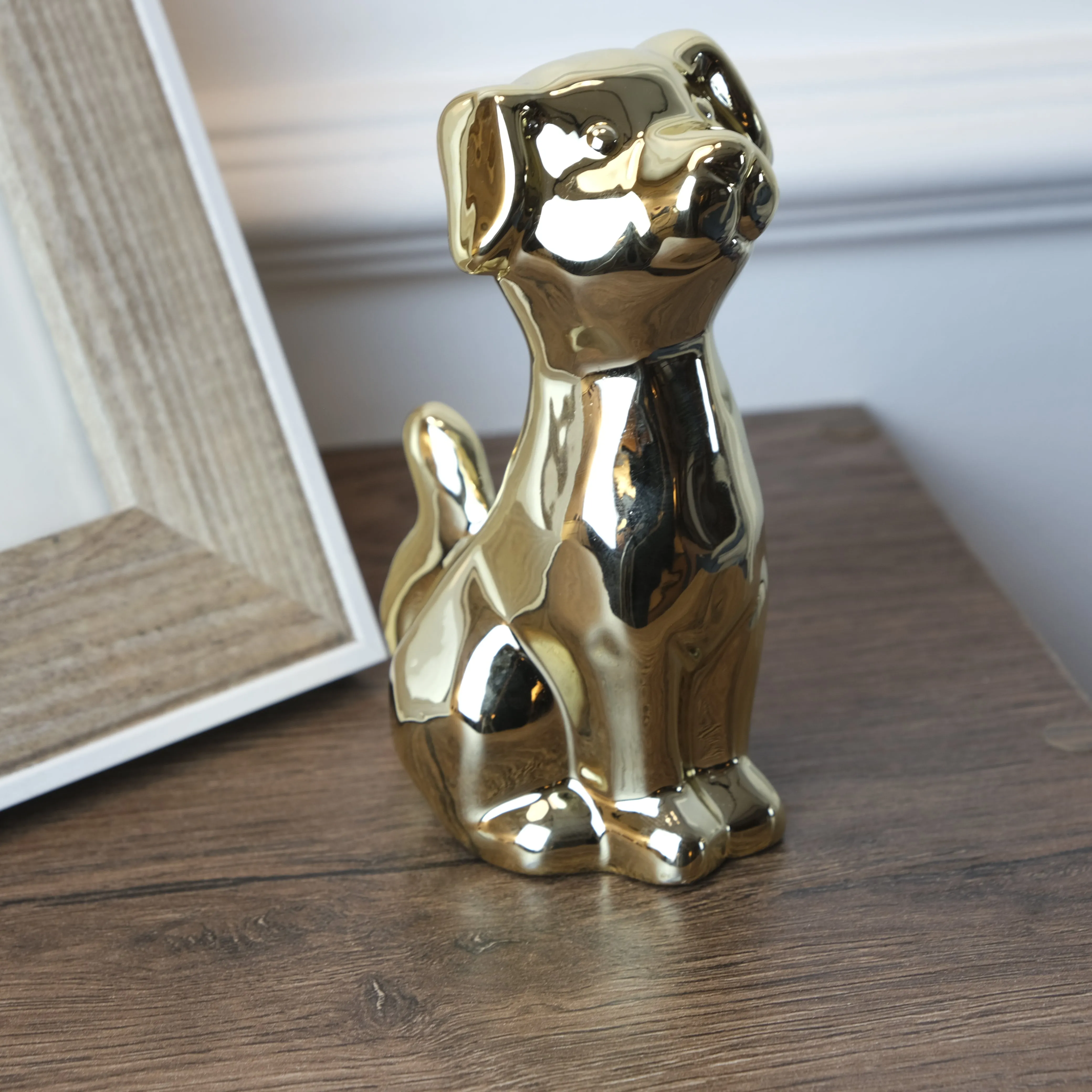 Perro Decorativo Dorado En Ceramica Lafe