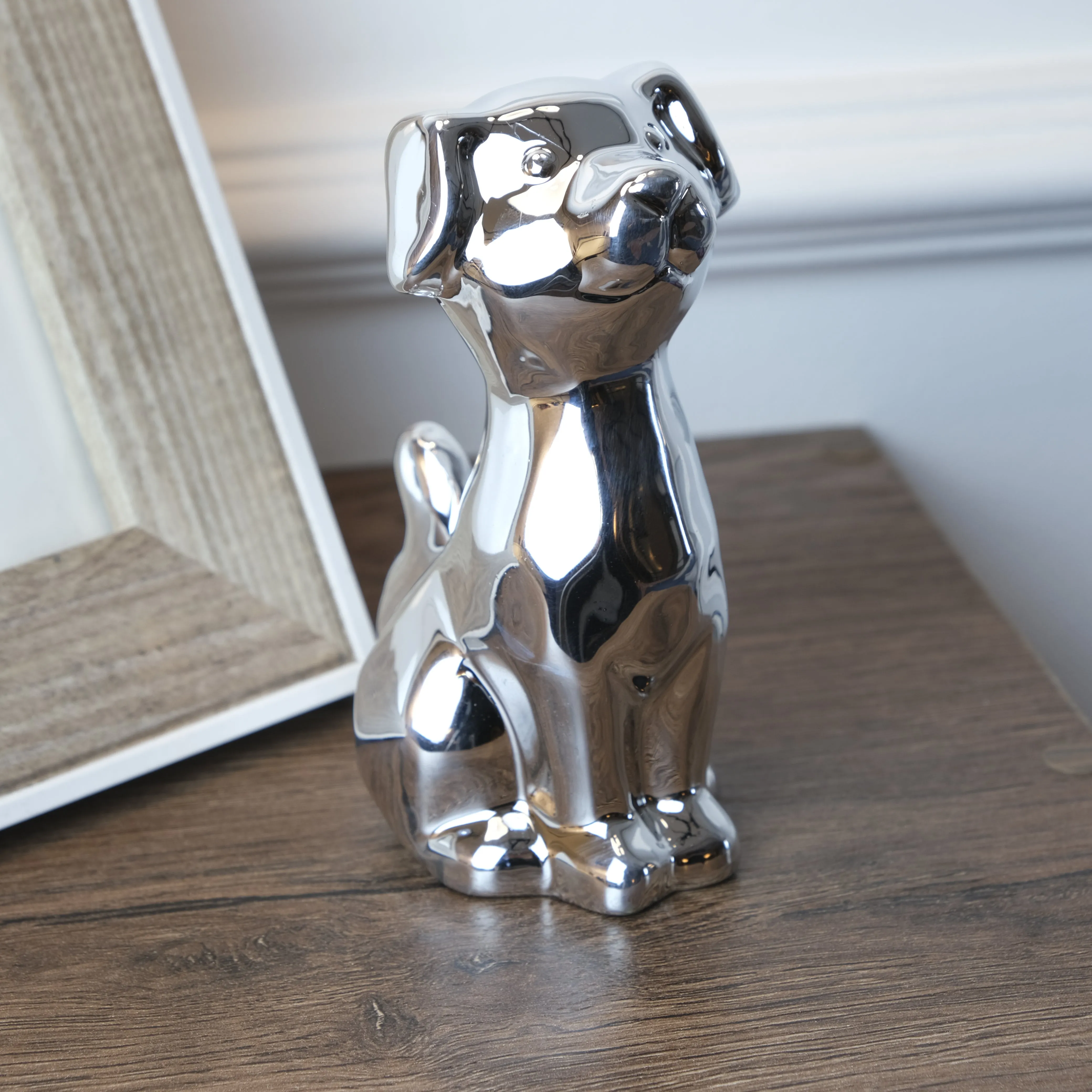 Perro Decorativo Plata En Ceramica Lafe