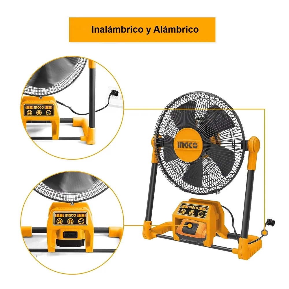 Ventilador 30 Cm Inalámbrico y Alámbrico, Ingco