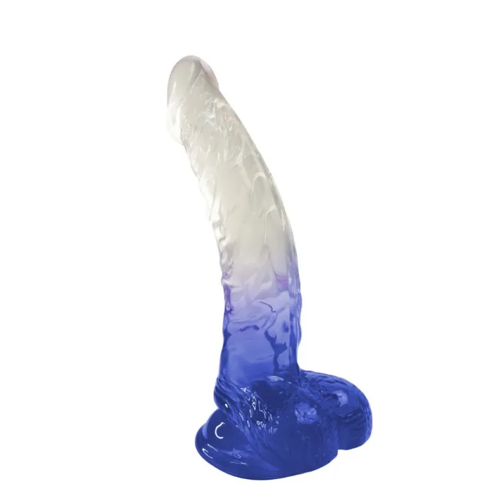 Dildo Consolador  Dulce Degrade Gel Flexible Con Ventosa Azul 