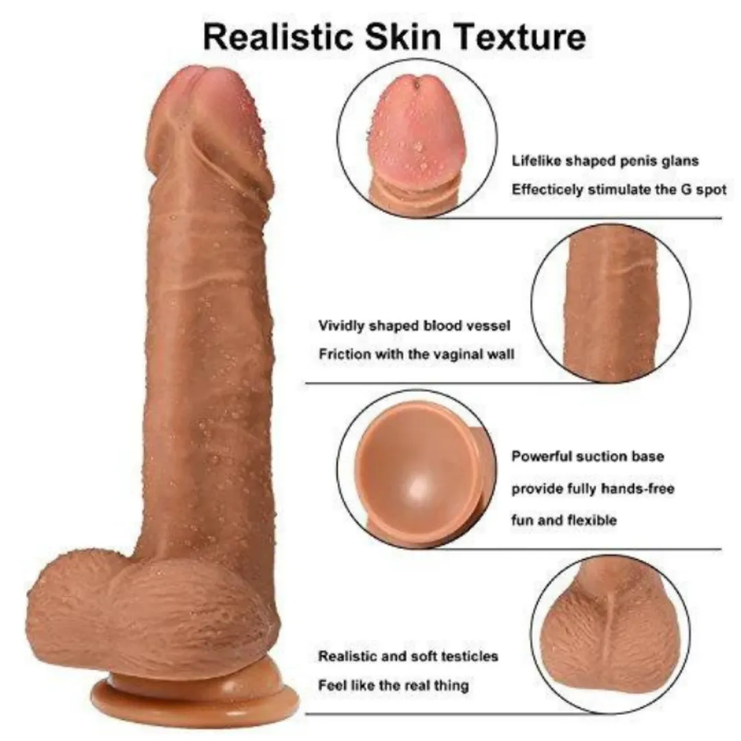 Dildo Consolador Ultra Realista Con Ventosa 20 Cm + Lubricante Íntimo Elixir Natural X 100 Ml