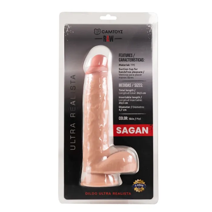 Dildo Consolador Super Realista Con Ventosa Y Piel Deslizable Sagan 22.5 Cm  