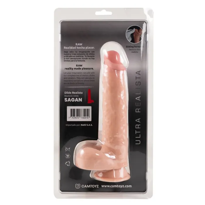 Dildo Consolador Super Realista Con Ventosa Y Piel Deslizable Sagan 22.5 Cm  