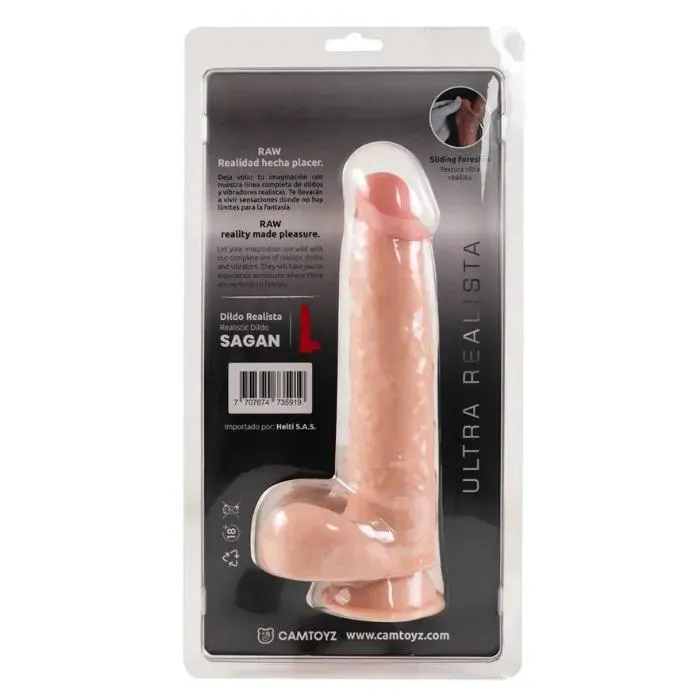 Dildo Consolador Super Realista Con Ventosa Y Piel Deslizable Sagan 24.5 Cm 