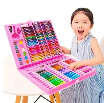 Set Arte Niñas Maleta 150 Piezas Crayon Acuarela Plumon Envio Gratis