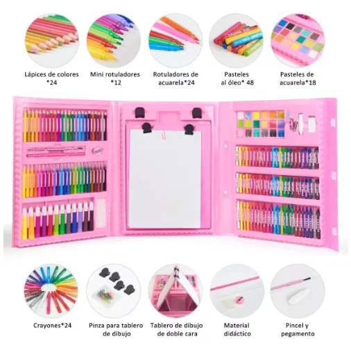 Set De Arte Maleta Para Niñas 208 Piezas Creatividad Dibujo Envio Gratis