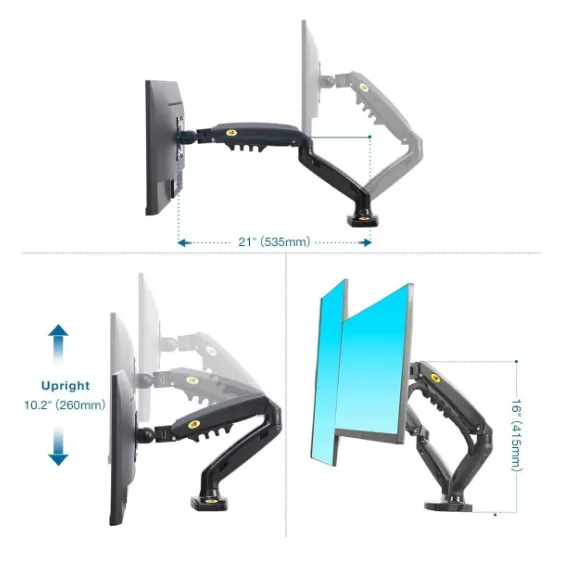 Soporte Dos Brazo Monitor Doble North Bayou F160 17 A 27 Color Negro Envio Gratis