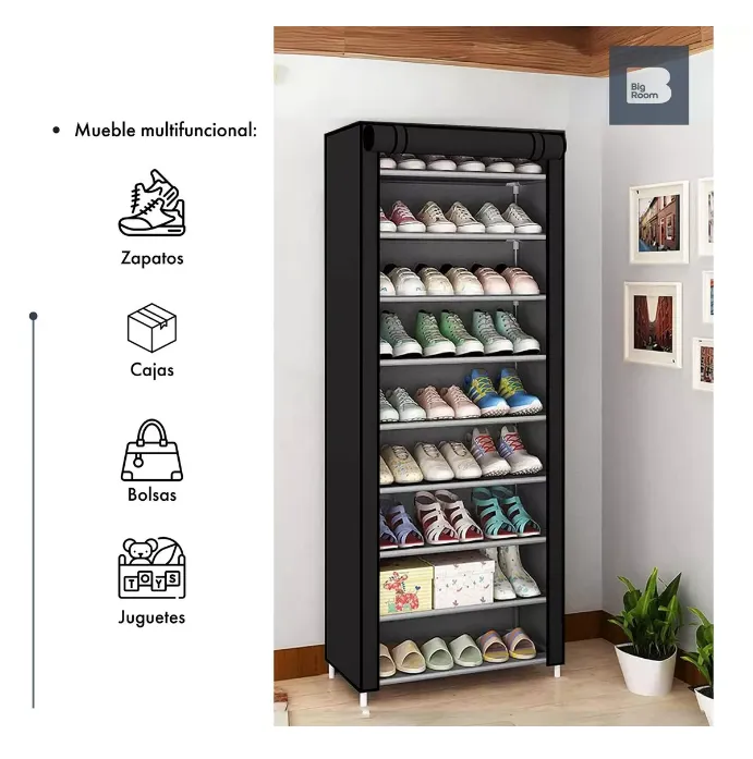 Mueble Zapatero Organizador Tela Con Forro 9 Niveles Armario Envio Gratis