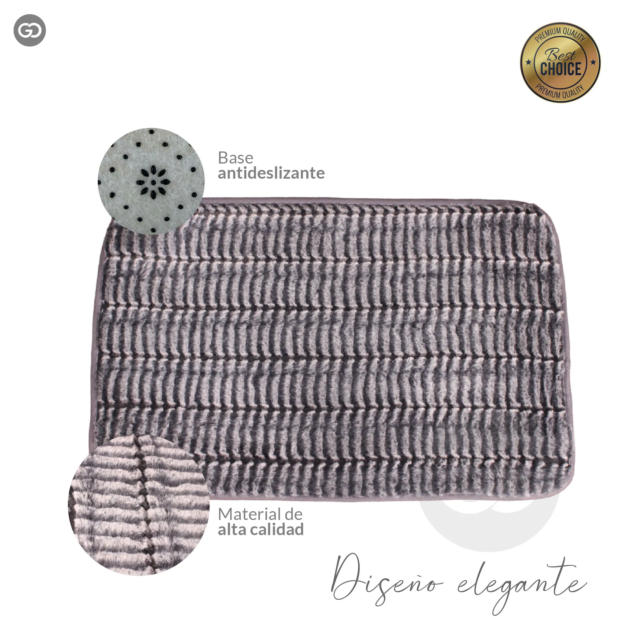 Tapete Alfombra Antideslizante 58x38Cm Moderno Gris