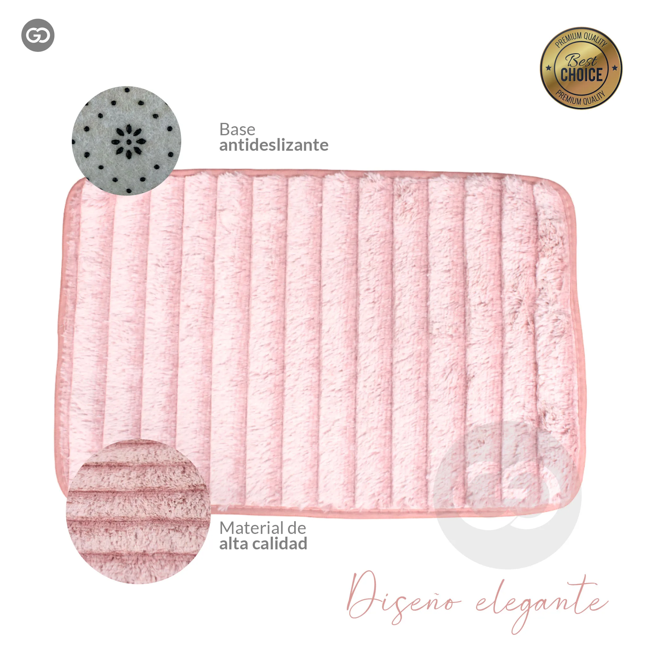 Tapete Alfombra Antideslizante Rosa Diseño Líneas