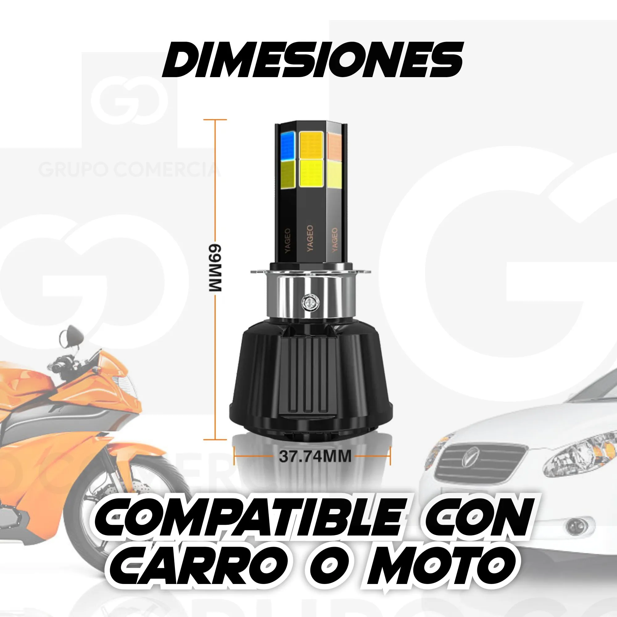 Bombillo Led Para Moto Carro De Lujo Rgb 6000 Lm Original