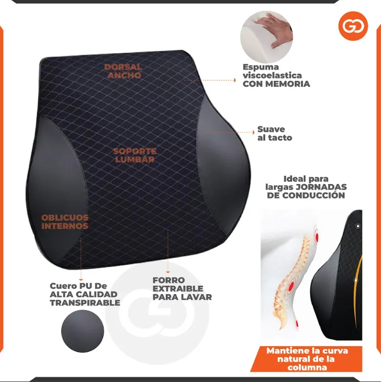 Almohada Lumbar Silla Automóvil Ergonómica Viscoelástica