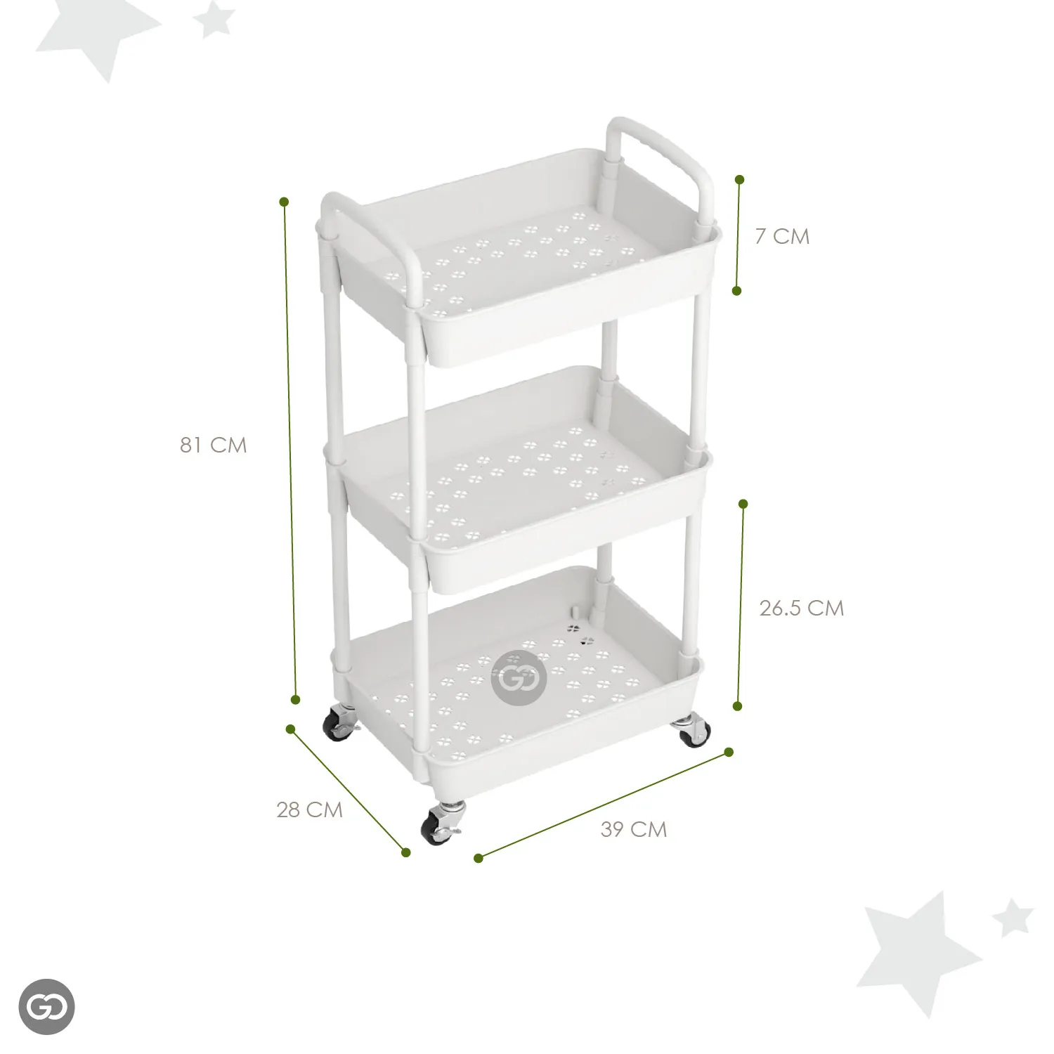 Rack Estante De Almacenamiento 3 Niveles Móvil Llantas 360°