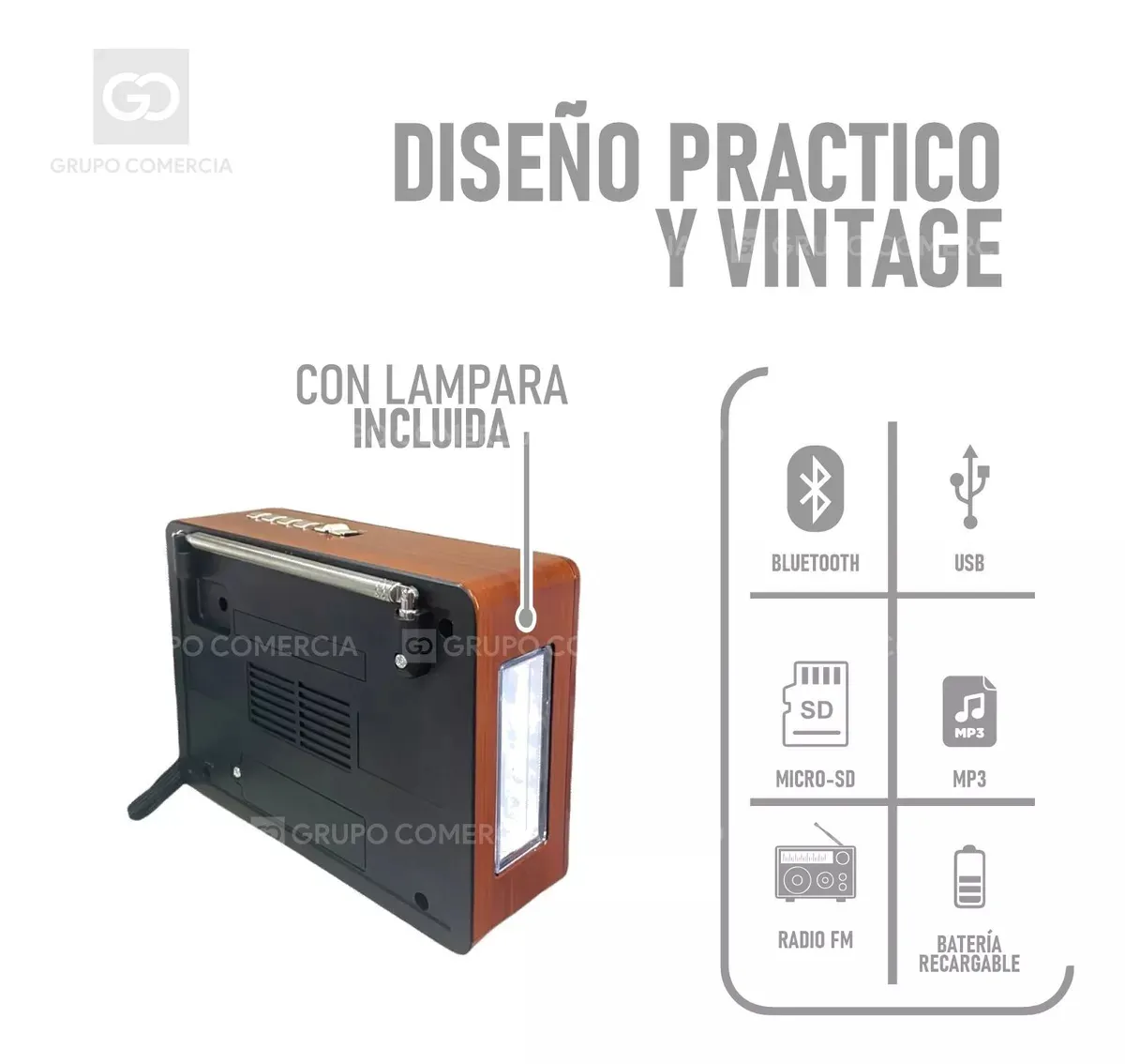 Radio 3 Bandas Bluetooth Retro Vintage Usb Original