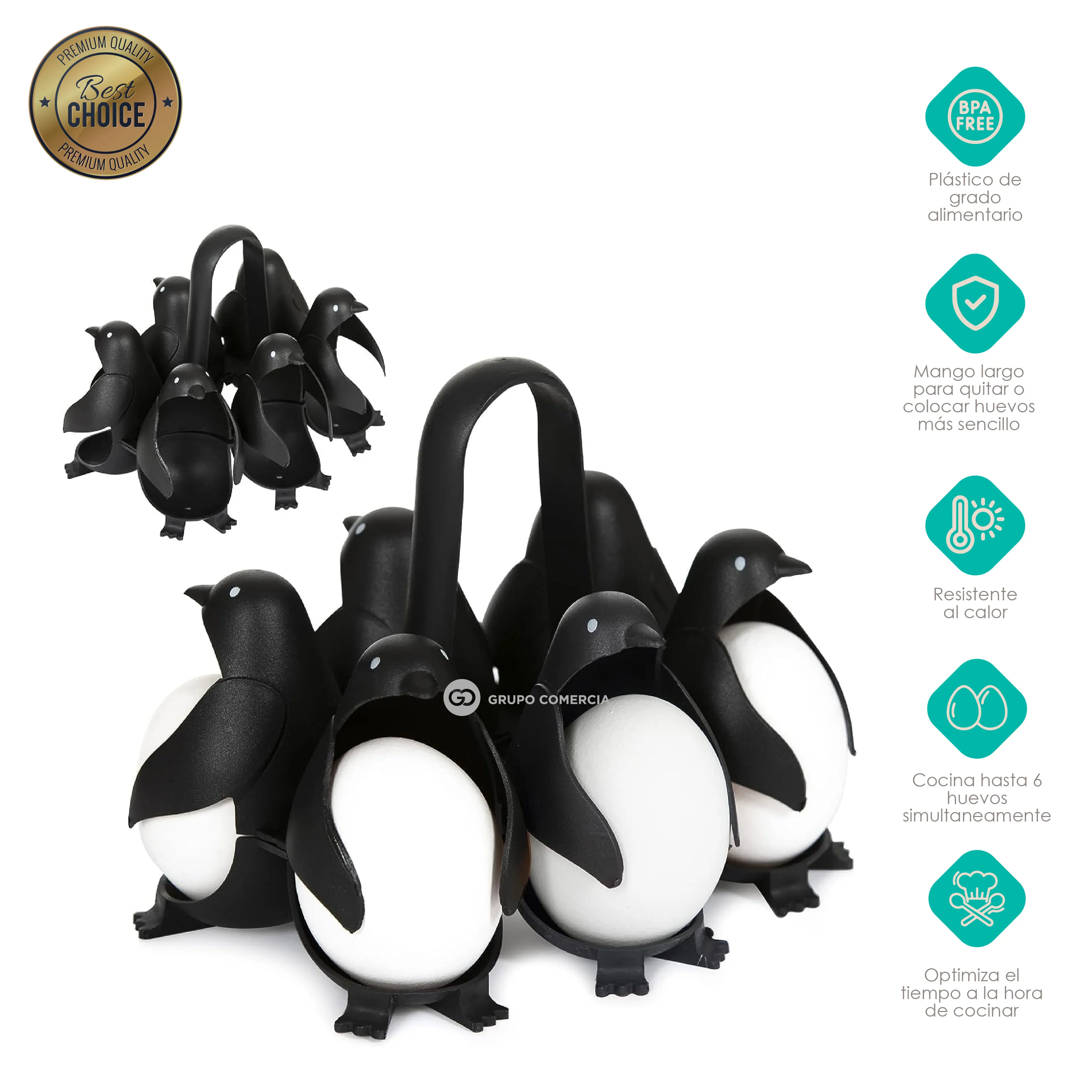 Soporte Base Para Hervir Porta 6 Huevos Diseño Pingüinos