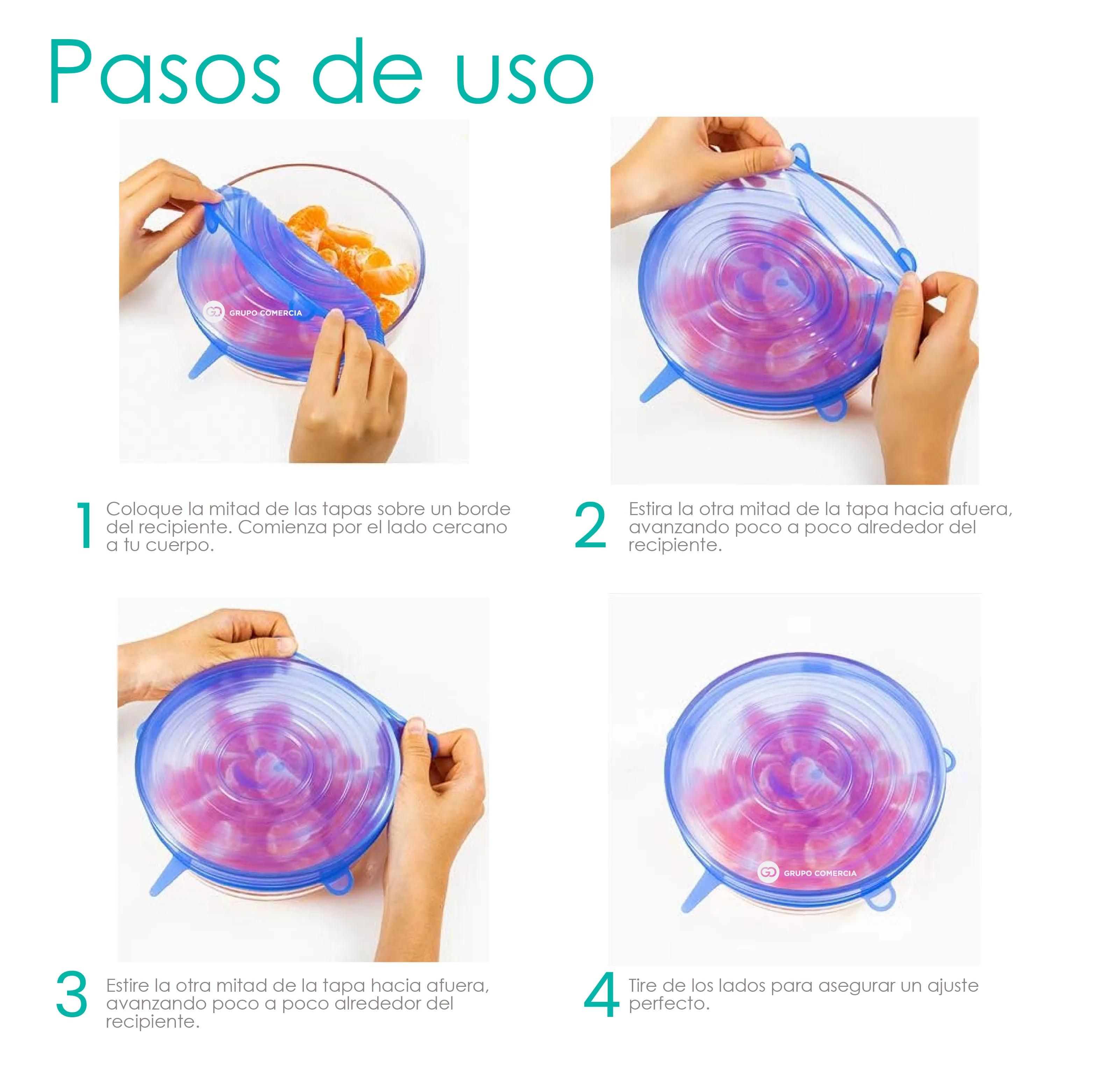 Set X6 Tapas Silicona Ajustables Para Alimentos Libre Bpa