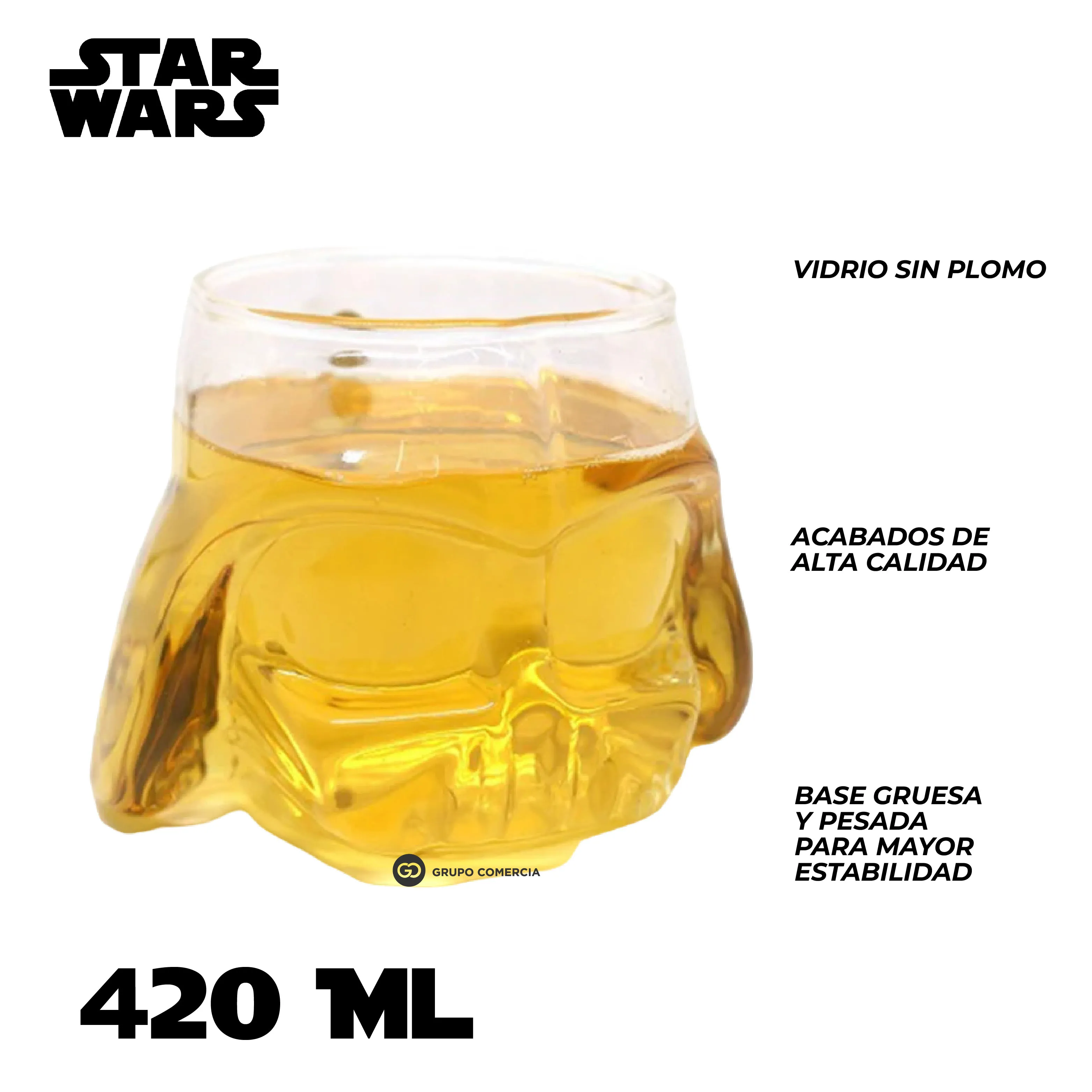 Vaso Cervecero Vidrio Darth Vader 3d Star Wars Vidrio 420ml