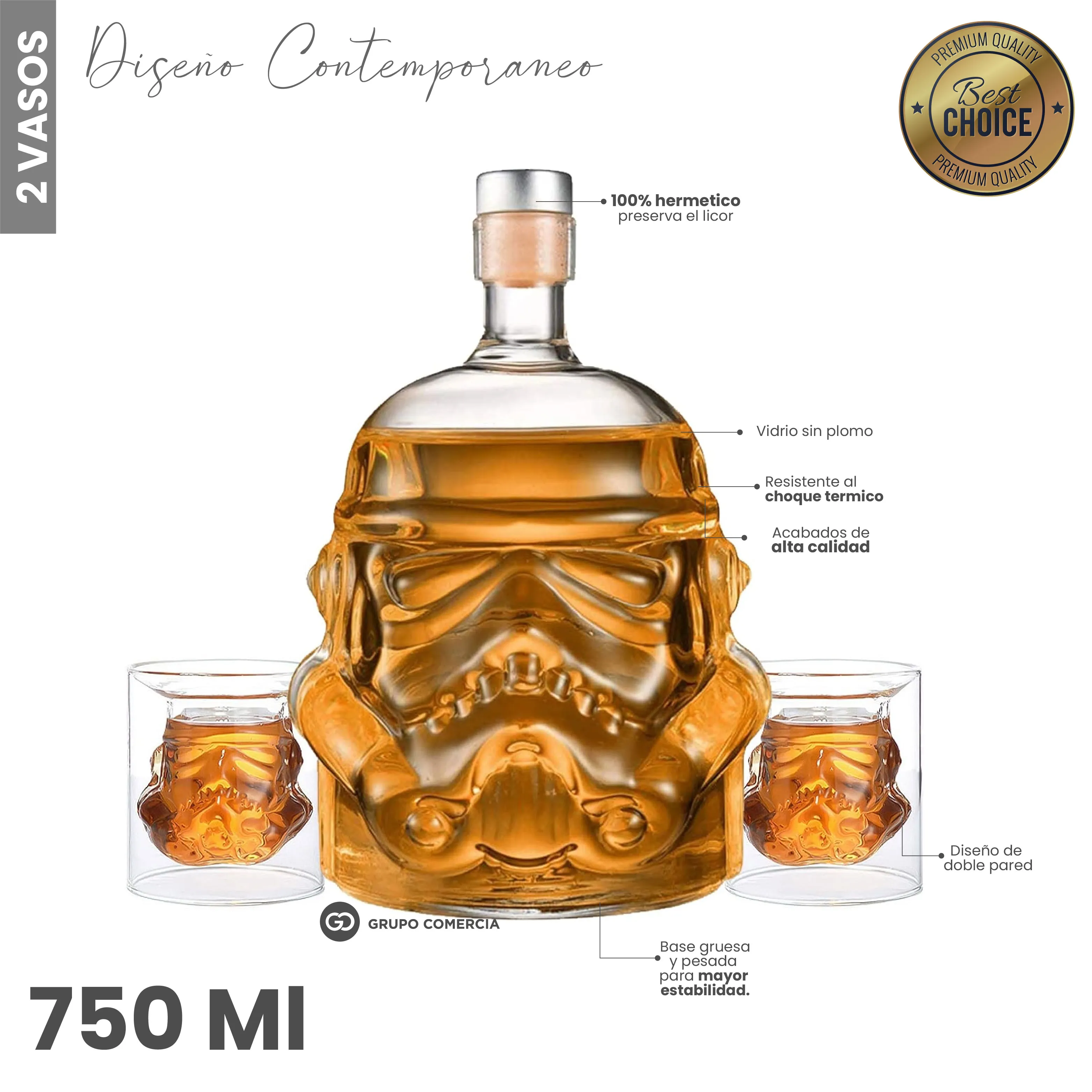 Set Star Wars Stormtrooper 3d Licorera Decantadora + 2 Vasos