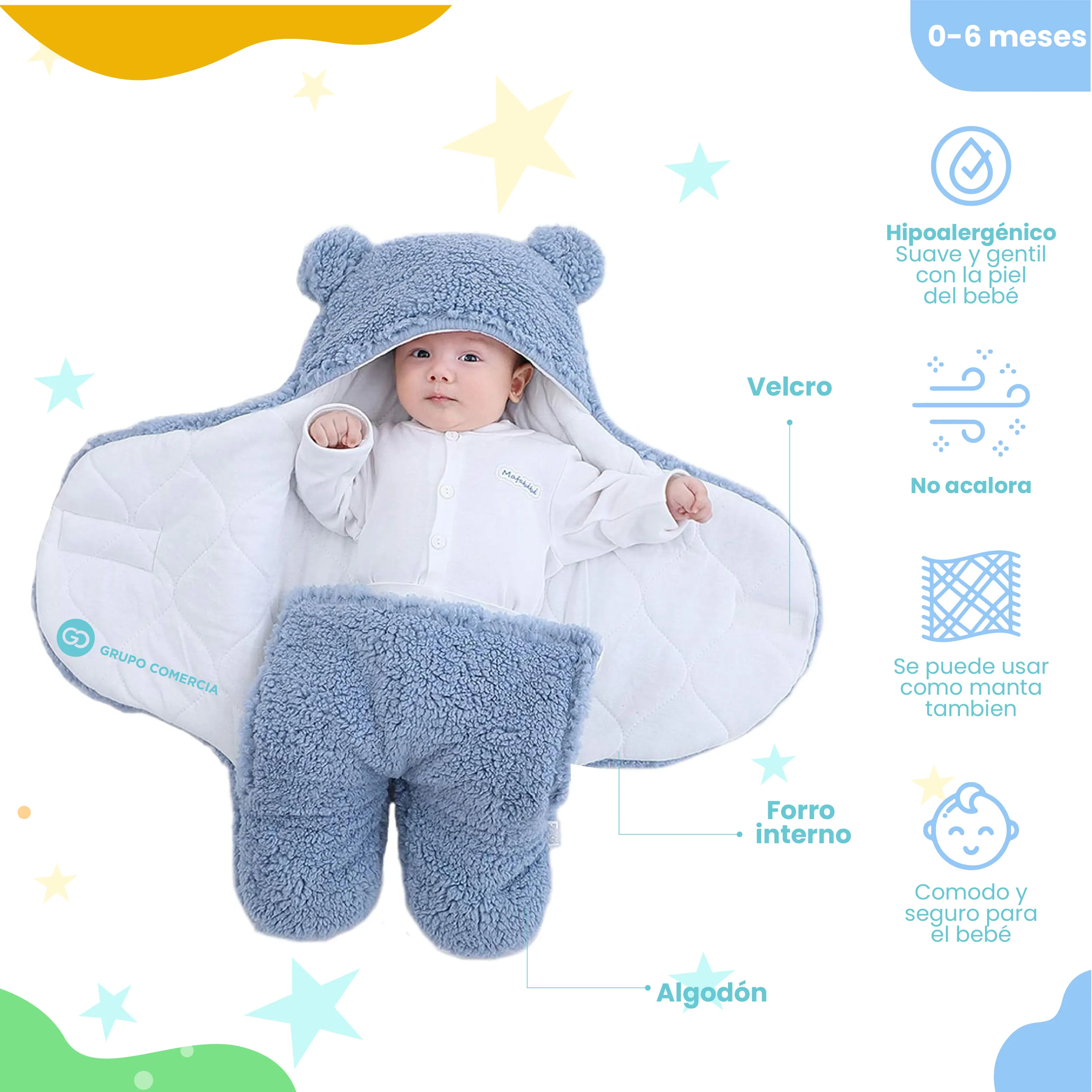 Sleeping Térmico Cobertor Para Dormir Bebes Hipoalergénico