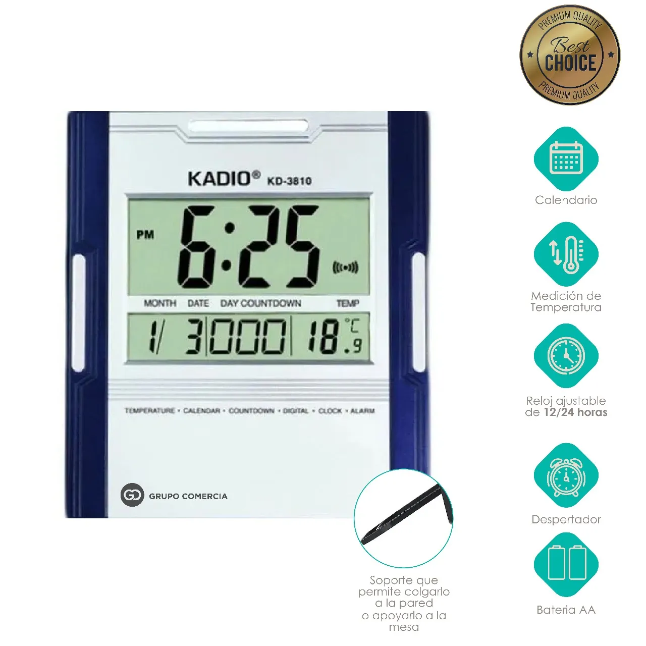 Reloj Kadio Termometro Alarma Calendario Digital + Baterias