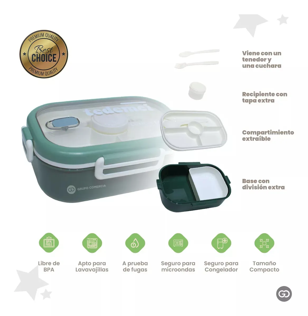 Porta Comidas Tupper 2 Pisos Con Cubiertos Lunch Box