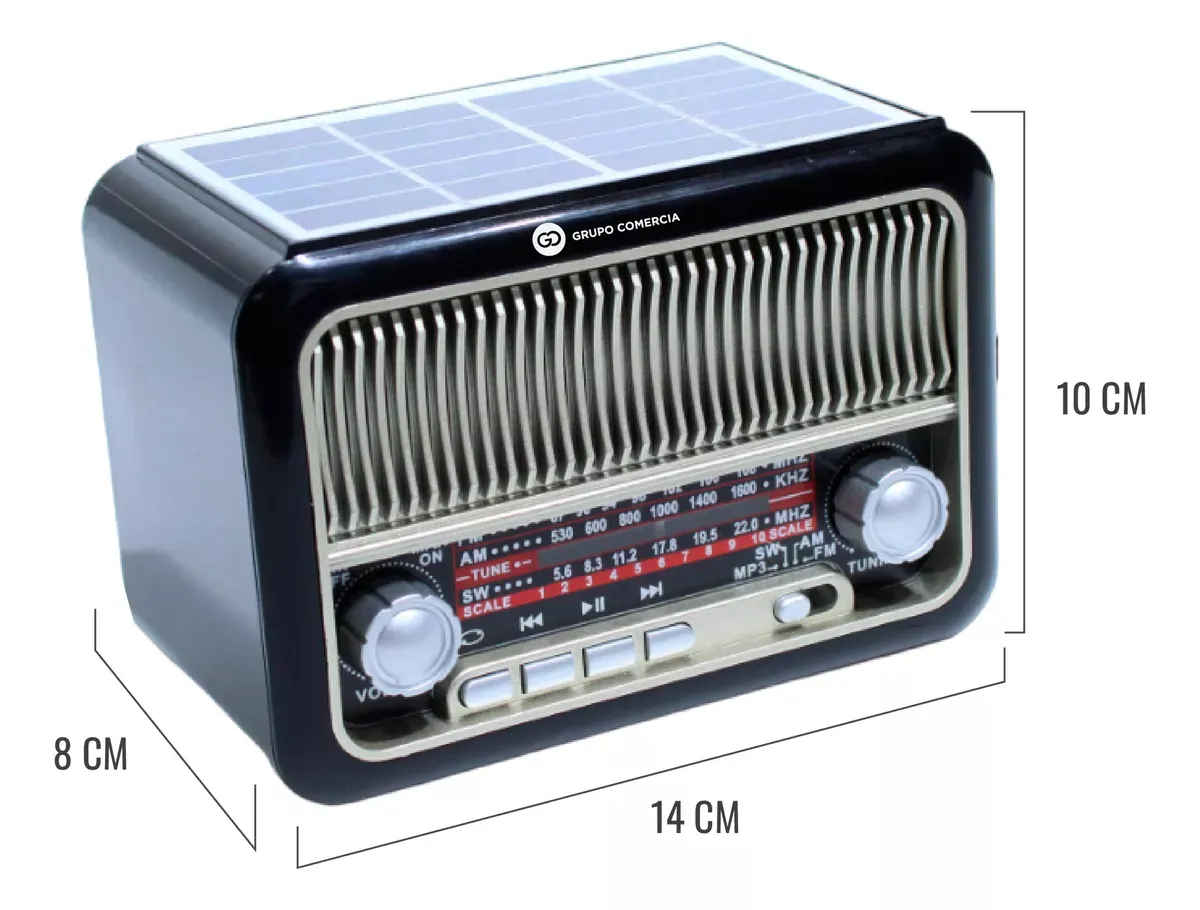 Radio Multifuncional 3 Bandas Recargable Panel Solar