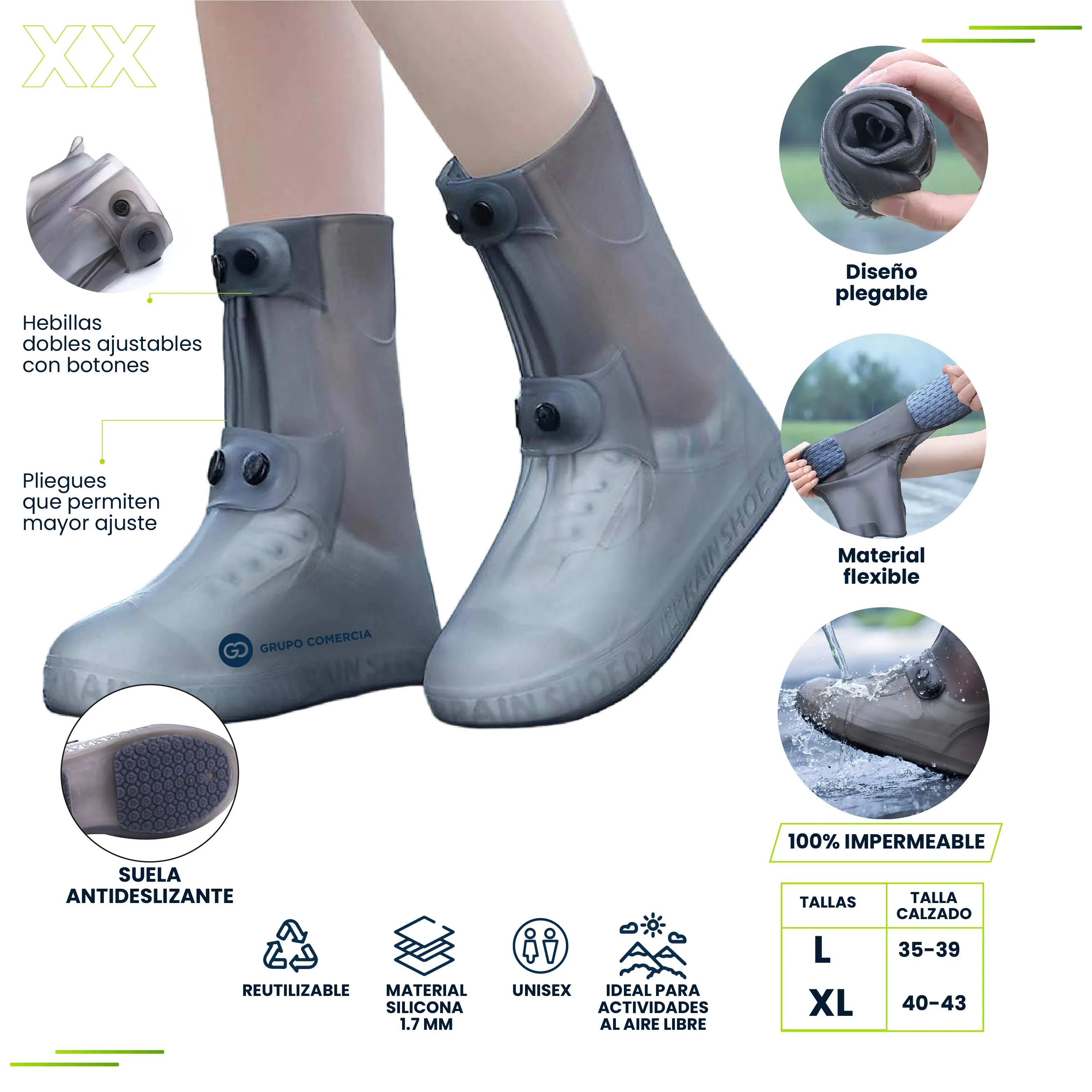 Funda Silicon Zapatones Impermeable Para Zapatos Protege
